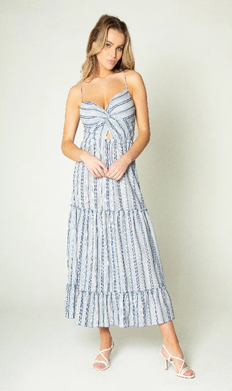 Fashion Forward Twist Front Tiered Maxi Dress