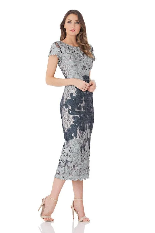 Massive Selection Sale JS Collections 865626 - Two-Toned Lace Embroidered Midi Dress