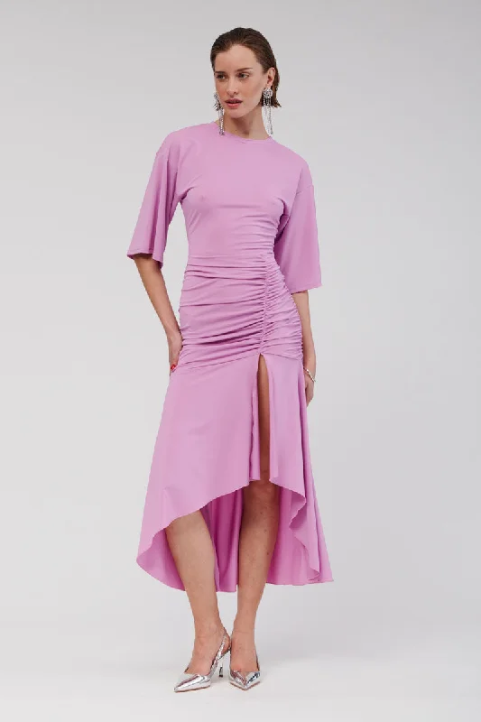 Trend Leading Collection Lucia T-Shirt Ruched Maxi Dress - Lilac