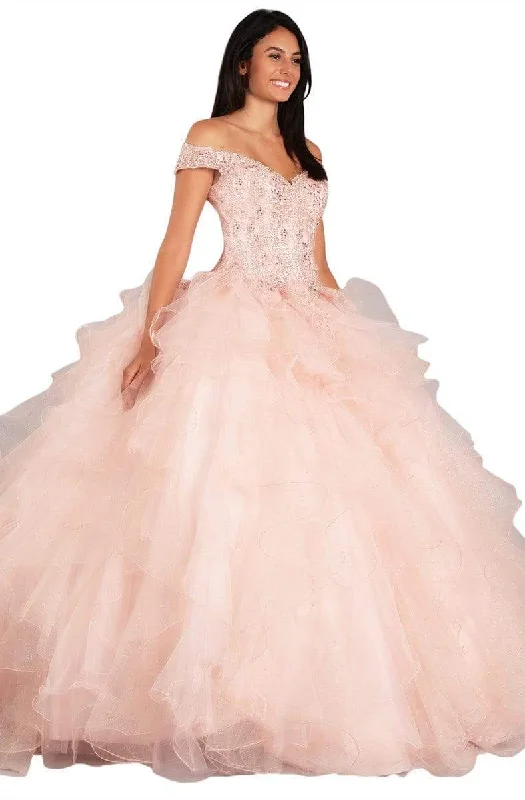 Comfortable Chic Eureka Fashion - 9313 Bejeweled Off-Shoulder Tulle Ballgown