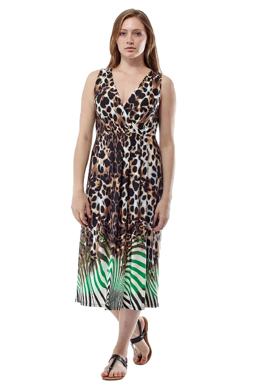 Crazy Price Slashing Animal Print Sleeveless Maxi Dress