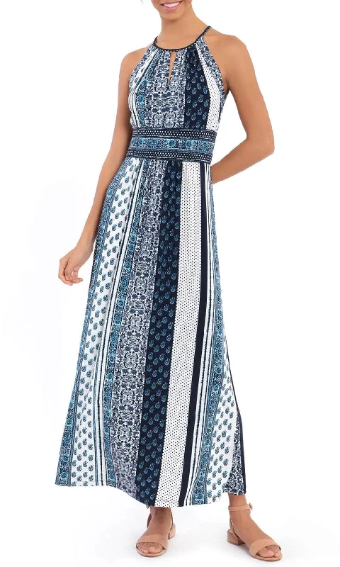 Fashionista Favorites London Times T6345M - Keyhole Front Print Maxi Dress