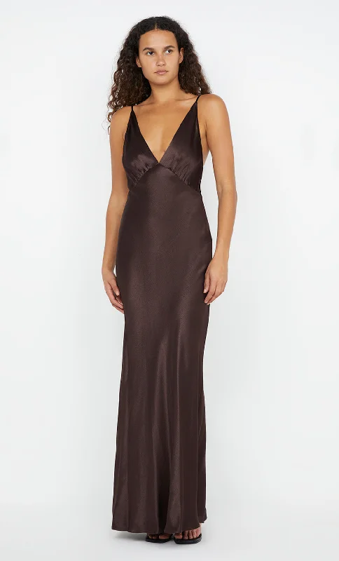 Buy More, Save More MOON DANCE V MAXI DRESS - DARK CHOCOLATE