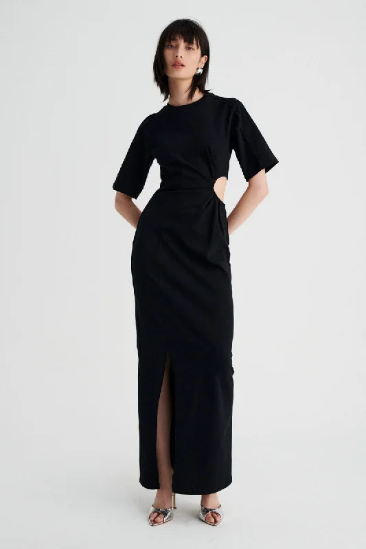 Chic Style Barney Cut Out Maxi Dress - Black