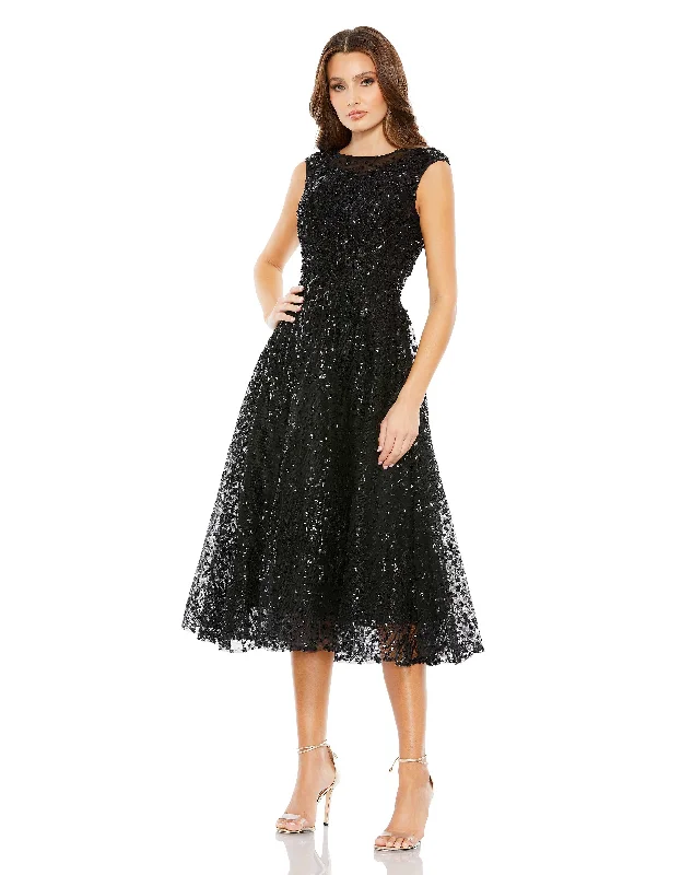 Bold Fashion Mac Duggal A20398 Sequins Cocktail Midi Dress