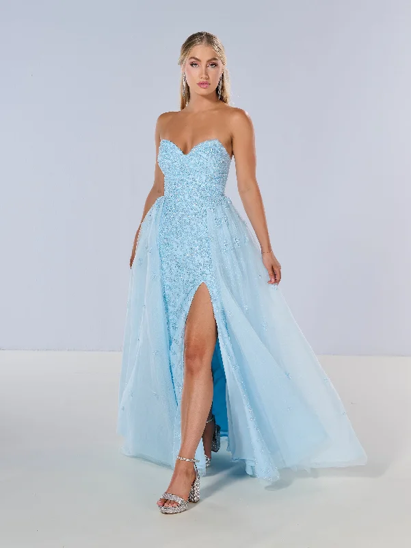 Everyday Glamour Beaded Strapless Overskirt Gown by Tiffany Designs 16209