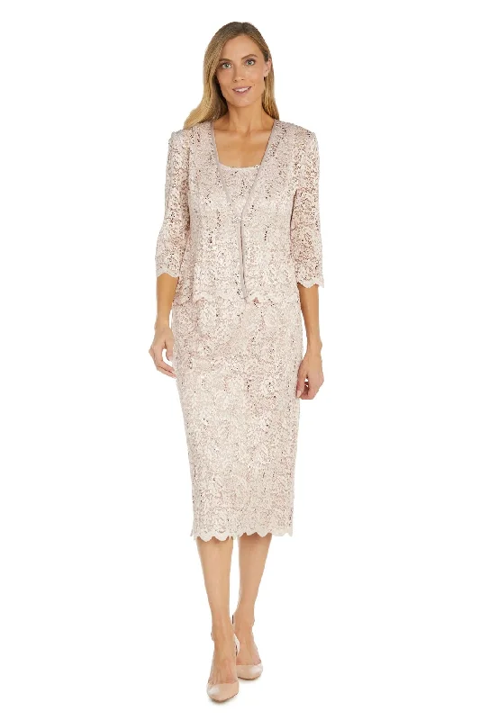 Exclusive Discount Blush 18 R&M Richards RM9285 Mother of the Bride Lace Jacket Midi Dress Sale