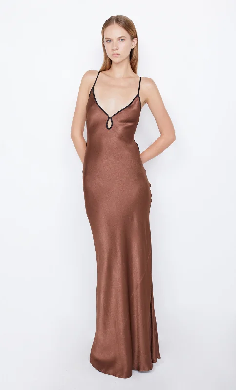 Unleash Your Trendy Side CEDAR CITY MAXI DRESS - CHOC/BLACK