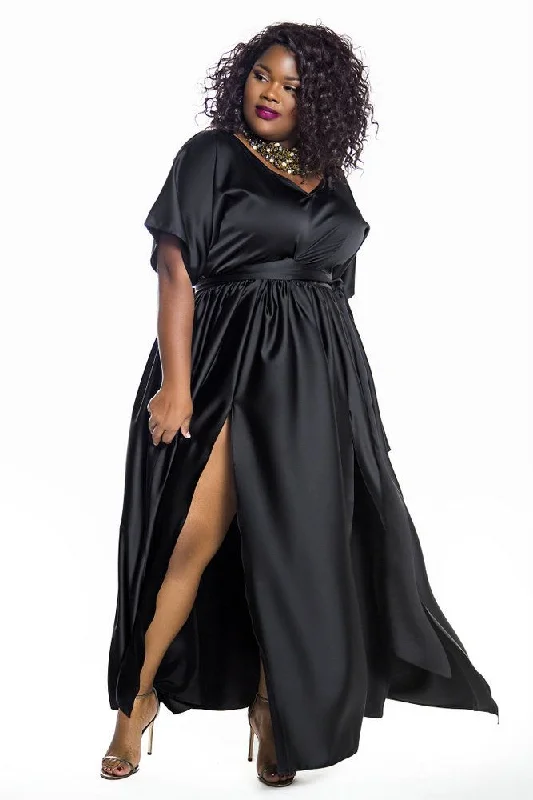 Limited Time Flash Sale Black Bat Sleeved Maxi Dress- JIBRI