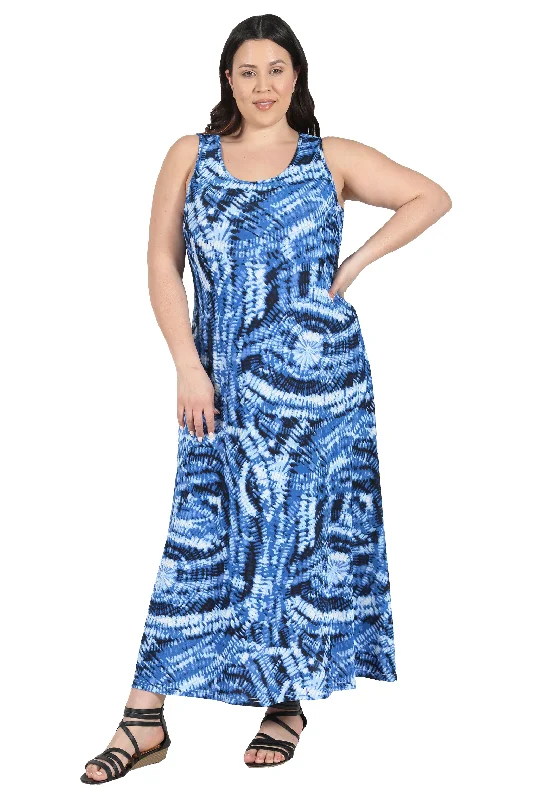 Redefining Women's Fashion La Cera Paisley Tie Dye Print Plus Size Maxi Dress