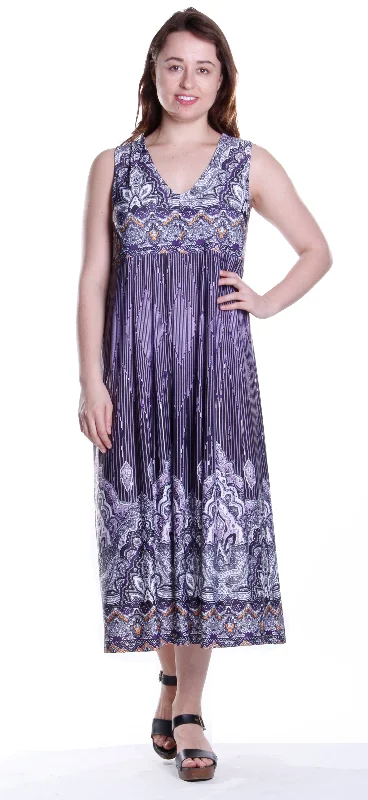 Trendy Threads La Cera Border Print Sleeveless Printed Maxi Dress