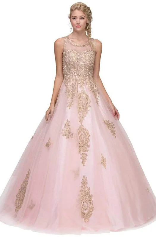 Seasonal Clearance Eureka Fashion - 6900 Lace Appliqued Scoop Ballgown