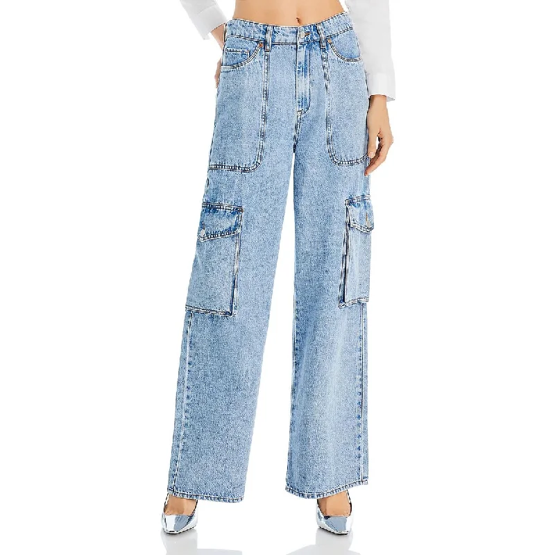 Ride The Style Wave Womens Solid Denim Wide Leg Jeans