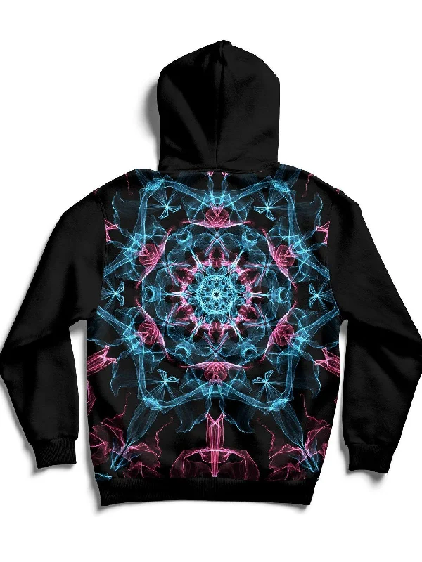 Fashion-Forward Smokey Blue Mandala Back Panel Unisex Hoodie