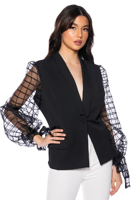 Flash Sale Now I'LL BE HERE SHEER ARM BLAZER