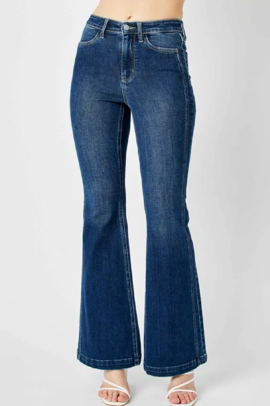 Bold Silhouette Judy Blue High Waist Angled Side Seam Detail Flare Jeans