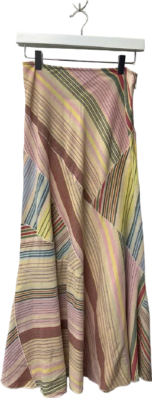 Chic Outfits TopShop Multicoloured Striped Midi Skirt UK 8