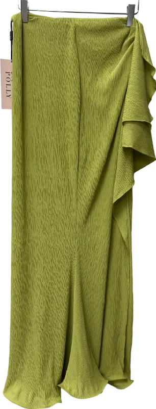 Trend Setting Wardrobe Oh Polly Ruffle-trim Maxi Skirt In Olive Green UK 8