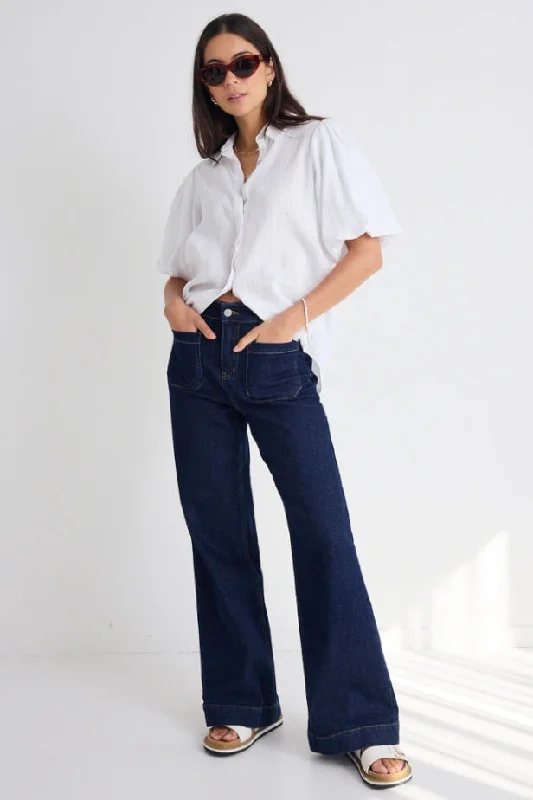 Chic Style, Always In Vogue Zoey Indigo High Rise Wide Leg Pocket Jean