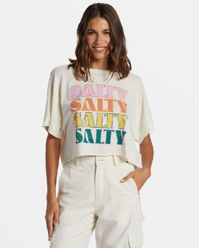 Fashion Forward Roxy Salty Stack Tee-Egret