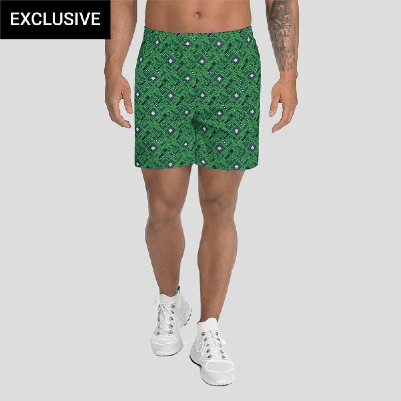 Big Savings Green Circuit Board Athletic Shorts (POD)