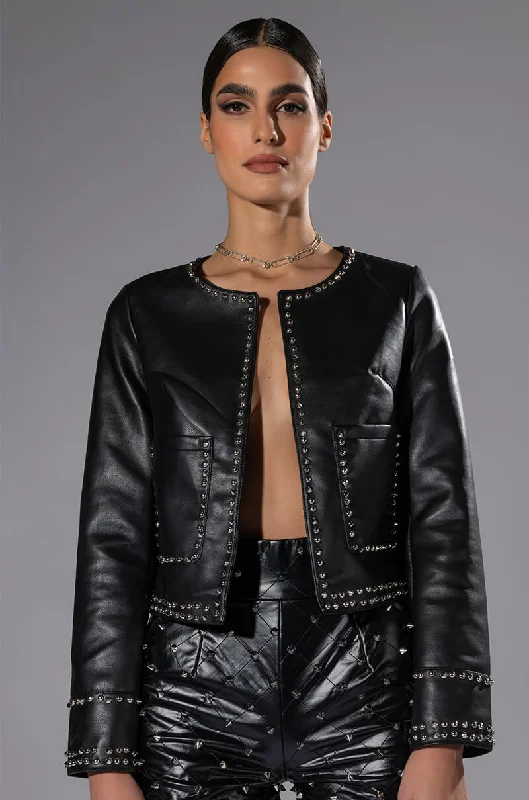 Seasonal Clearance READY FOR THE PARTY STUDDED PU JACKET