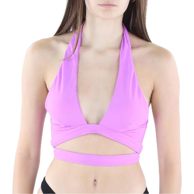 Feminine Allure Womens Solid Halter Swim Top Separates