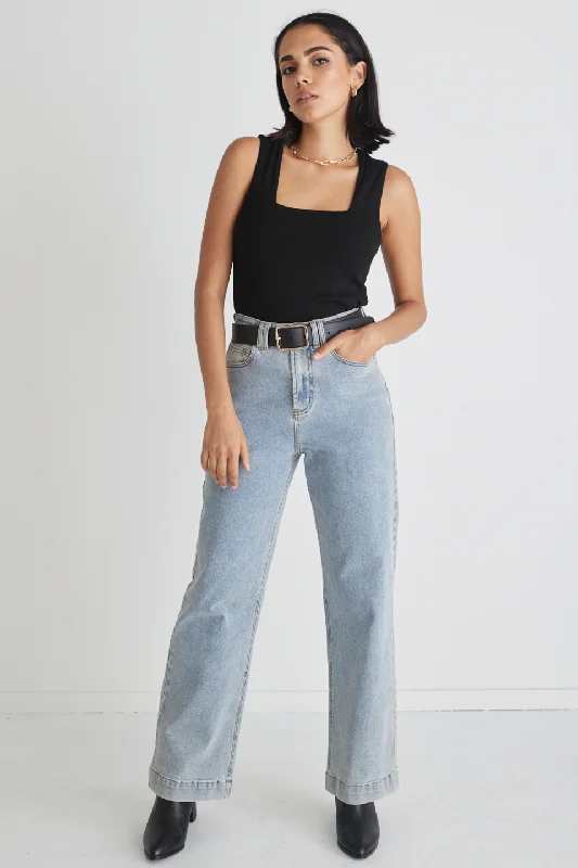 Effortless Style Milly Pale Blue High Waist Wide Leg Jean