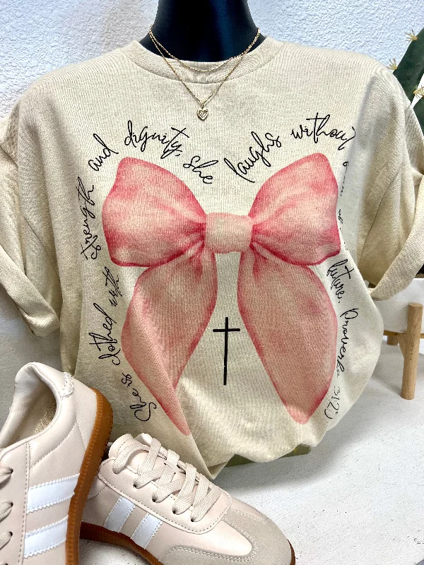 Stylish Looks The Pink Bow Graphic Tee