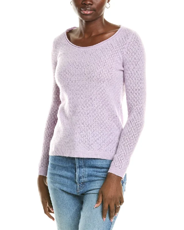 Exclusive Discount sofiacashmere Pointelle Scoop Neck Cashmere Sweater