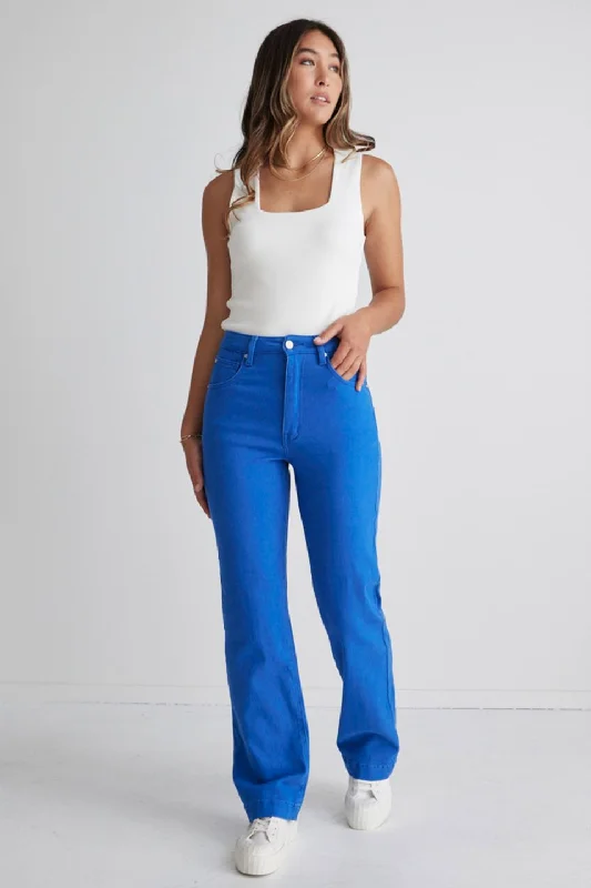 Luxury Fashion Billie Cobalt Blue Wide Leg Jeans