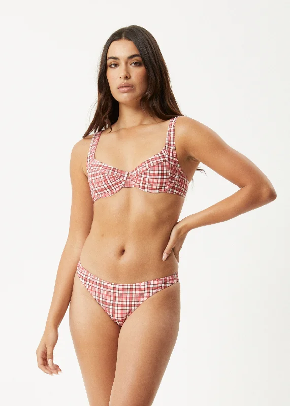 Comfort First Women's Fashion AFENDS Womens Check Out - Bikini Top - Red Check