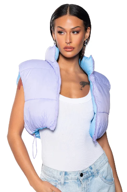 Weekend Special TAYLOR SAID CROP PUFFER VEST IN PURPLE