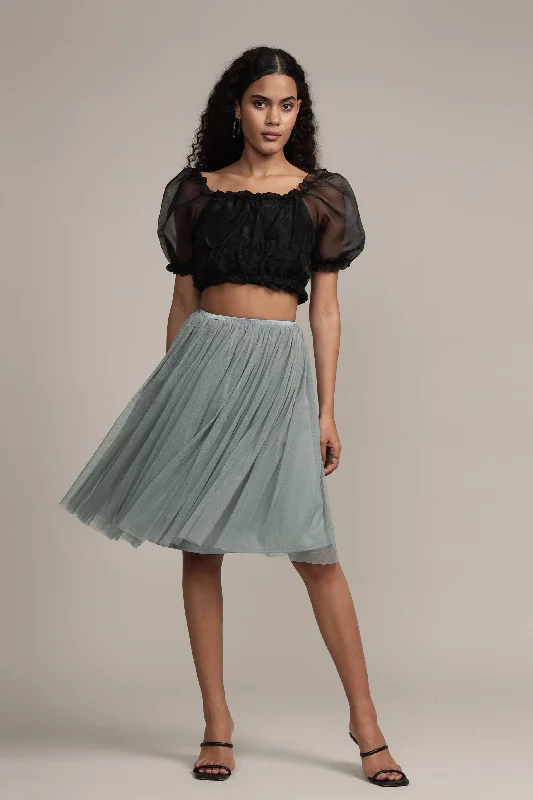 Vibrant Femme Fashion Valentina Skirt in Teal Grey