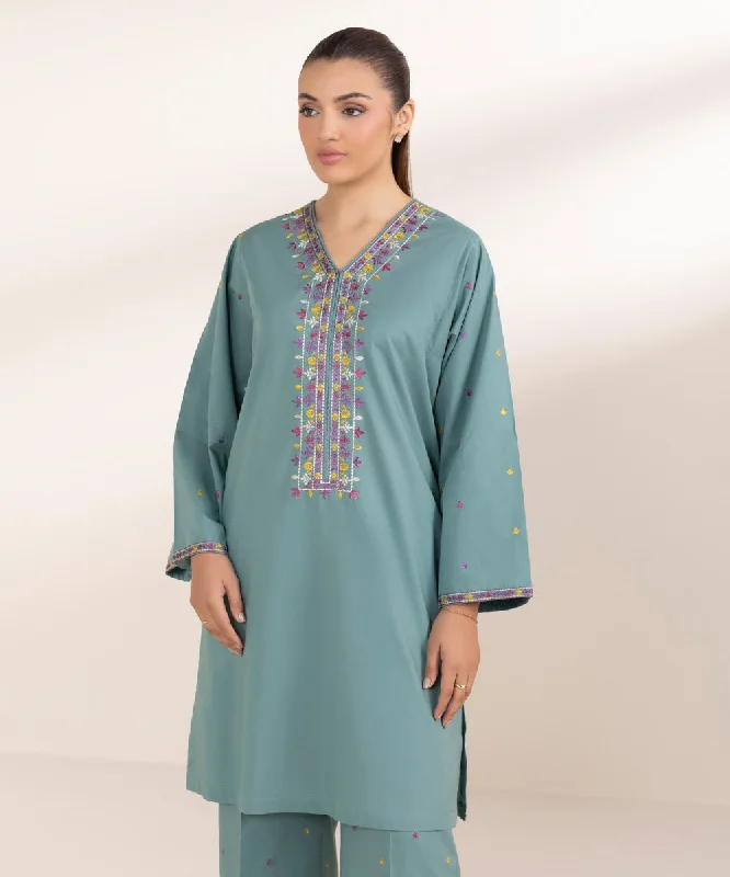 Stylish Spring Fashion Embroidered Cambric Shirt