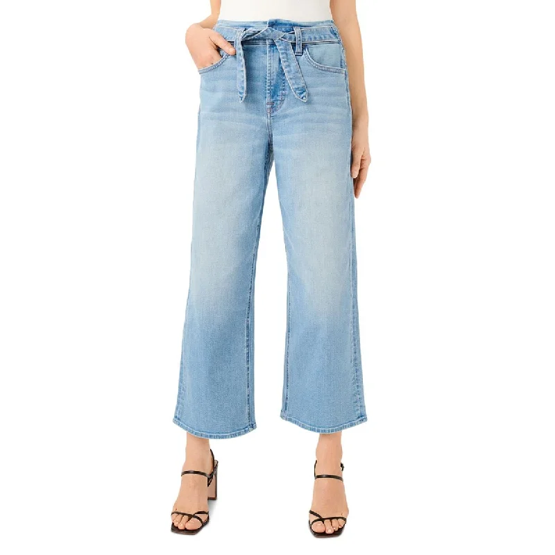 Comfort Centric Apparel Womens Belted Denim Wide Leg Jeans