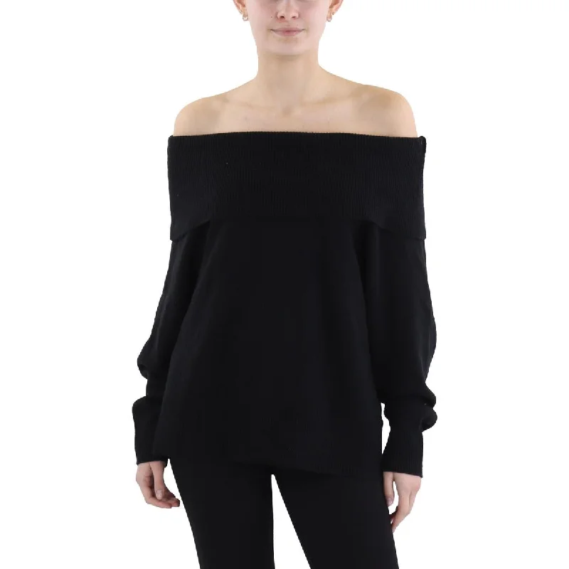 Effortless Sophistication Womens Knit Ribbed Trim Pullover Sweater