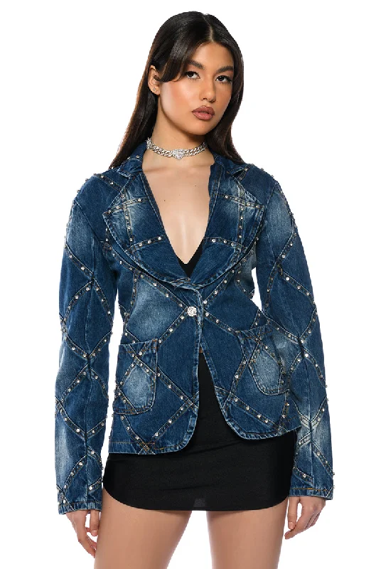 Big Discounts MEENA EMBELLISHED DENIM BLAZER