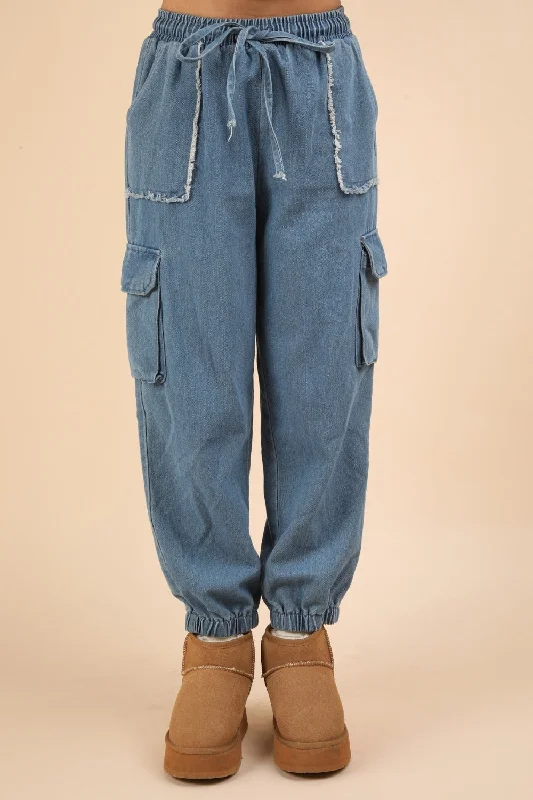 Dreamy Aesthetic VERY J Washed Drawstring Jogger Cargo Jeans